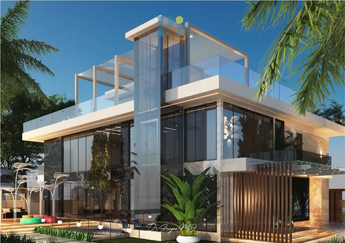 Contemporary glass-fronted villa designed by Pristine Infrastructure